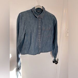 Express Western Denim crop Button-Up Shirt